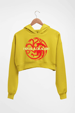 Load image into Gallery viewer, House of the Dragon Crop HOODIE FOR WOMEN-Mustard Yellow-Ektarfa.online
