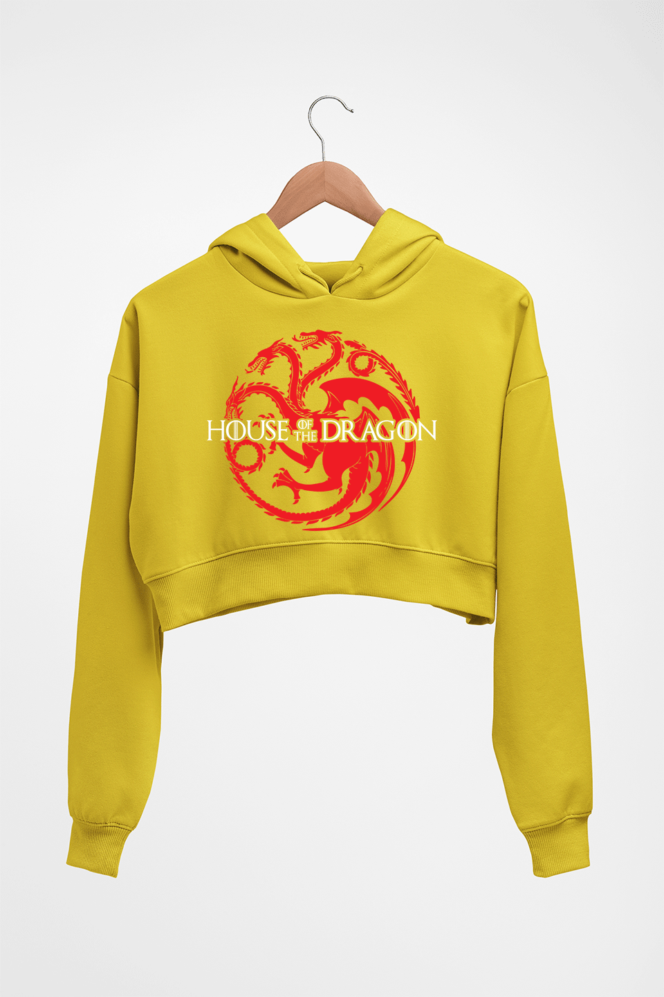 House of the Dragon Crop HOODIE FOR WOMEN-Mustard Yellow-Ektarfa.online
