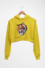 Load image into Gallery viewer, Tiger Crop HOODIE FOR WOMEN-Mustard Yellow-Ektarfa.online

