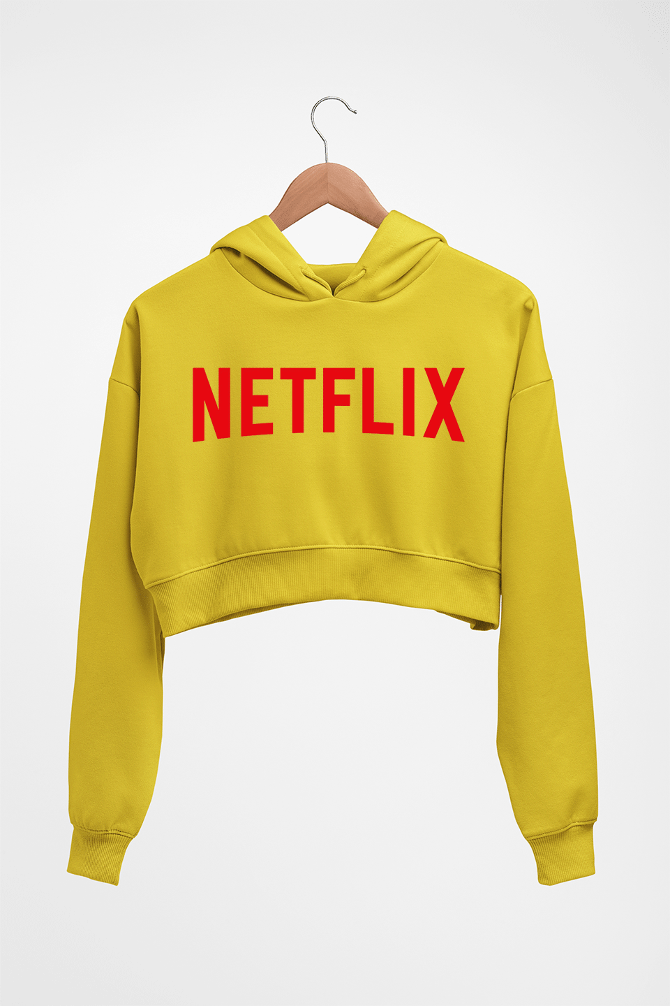 Netflix Crop HOODIE FOR WOMEN-Mustard yellow-Ektarfa.online