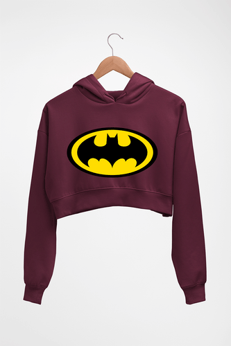 Batman Crop HOODIE FOR WOMEN-Maroon-Ektarfa.online