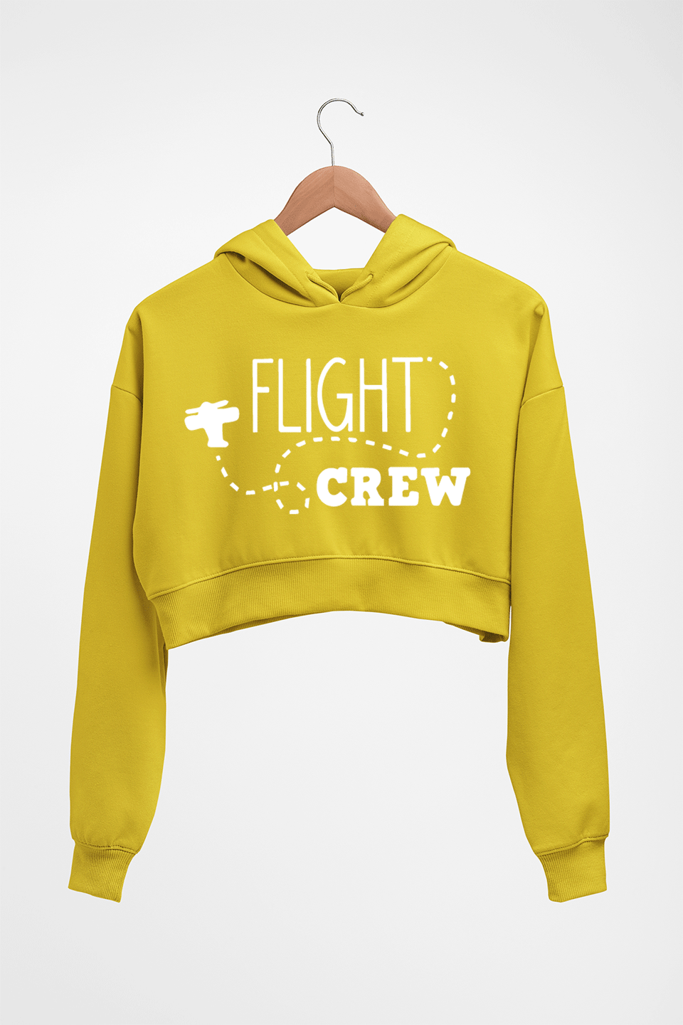 Flight Crew Crop HOODIE FOR WOMEN-Mustard Yellow-Ektarfa.online