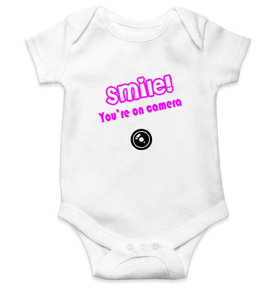 Smile U'R On Camera Kids Romper For Baby Boy/Girl-White-Ektarfa.online
