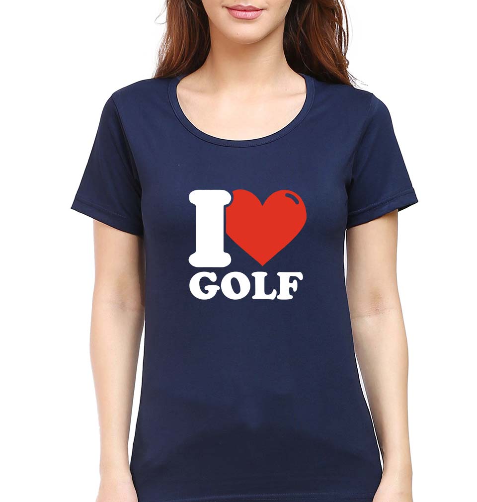 I Love Golf T-Shirt for Women-Navy Blue-Ektarfa.online