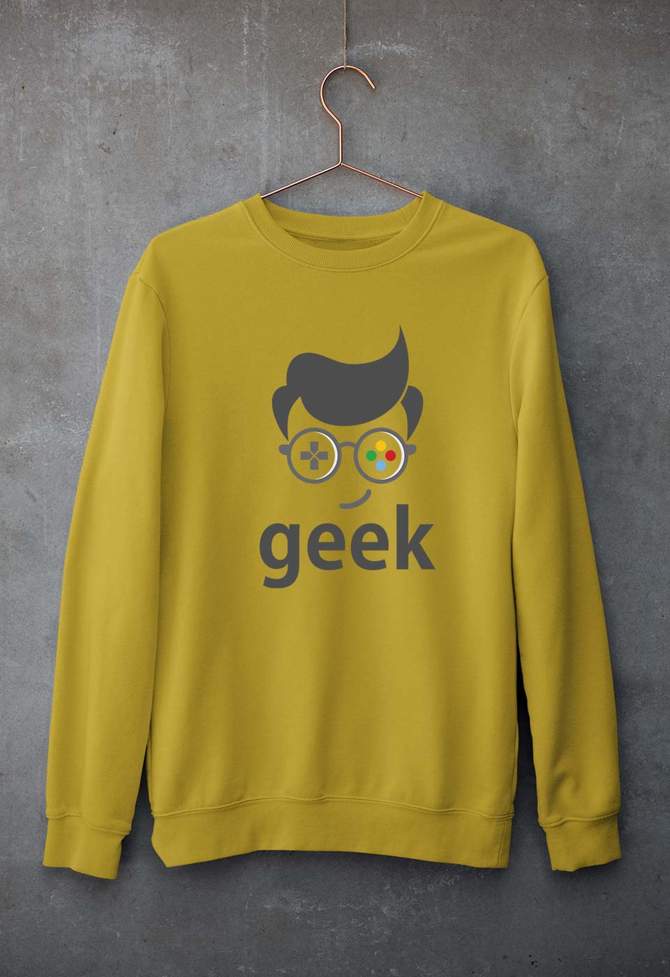 Geek Unisex Sweatshirt for Men/Women-Mustard Yellow-Ektarfa.online