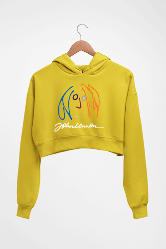 John Lennon Crop HOODIE FOR WOMEN-Mustard Yellow-Ektarfa.online