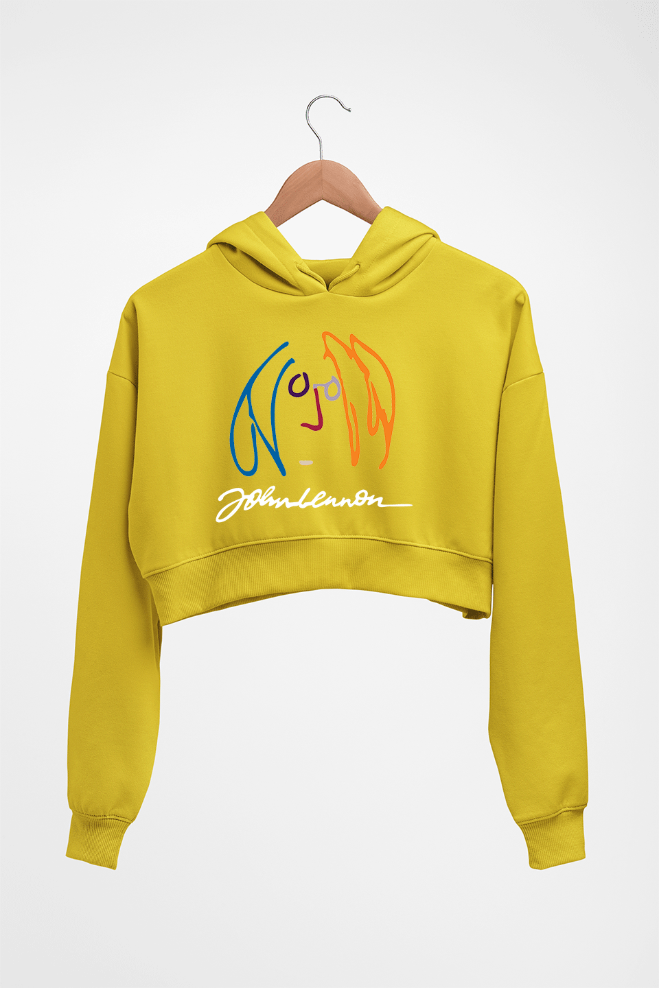 John Lennon Crop HOODIE FOR WOMEN-Mustard Yellow-Ektarfa.online