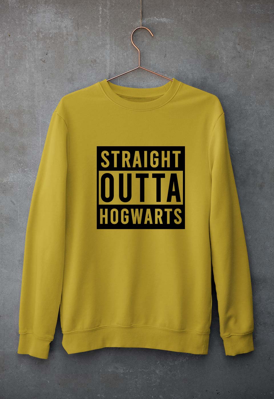 Harry Potter Hogwarts Unisex Sweatshirt for Men/Women-S(40 Inches)-Mustard Yellow-Ektarfa.online