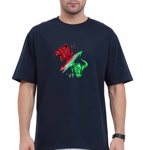 Share Market(Stock Market) Oversized T-Shirt for Men-Navy Blue-Ektarfa.online