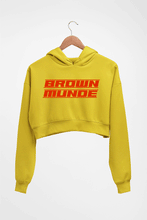 Load image into Gallery viewer, AP Dhillon Brown Munde Crop HOODIE FOR WOMEN-Mustard Yellow-Ektarfa.online

