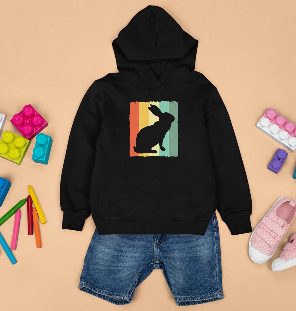 Rabbit Bunny Kids Hoodie for Boy/Girl-Black-Ektarfa.online
