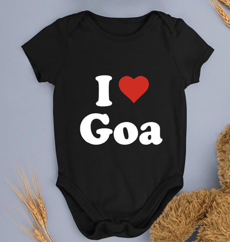 I Love Goa Kids Romper For Baby Boy/Girl-0-5 Months(18 Inches)-Black-Ektarfa.online