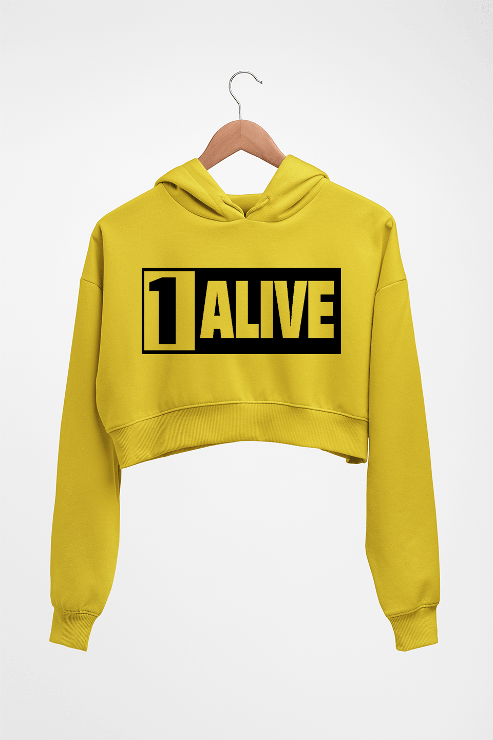PUBG 1 Alive Crop HOODIE FOR WOMEN-Mustard Yellow-Ektarfa.online