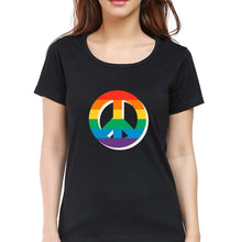 Load image into Gallery viewer, Peace Pride T-Shirt for Women-Black-Ektarfa.online
