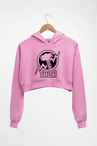 Thor Superhero Crop HOODIE FOR WOMEN-Light Baby Pink-Ektarfa.online