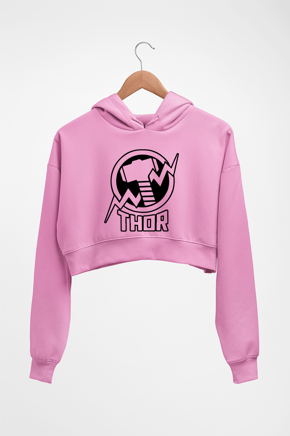 Thor Superhero Crop HOODIE FOR WOMEN-Light Baby Pink-Ektarfa.online