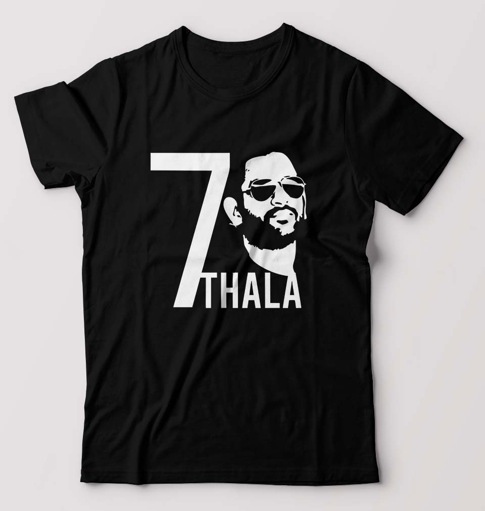 MS Dhoni 07 Thala T-Shirt for Men-Black-Ektarfa.online