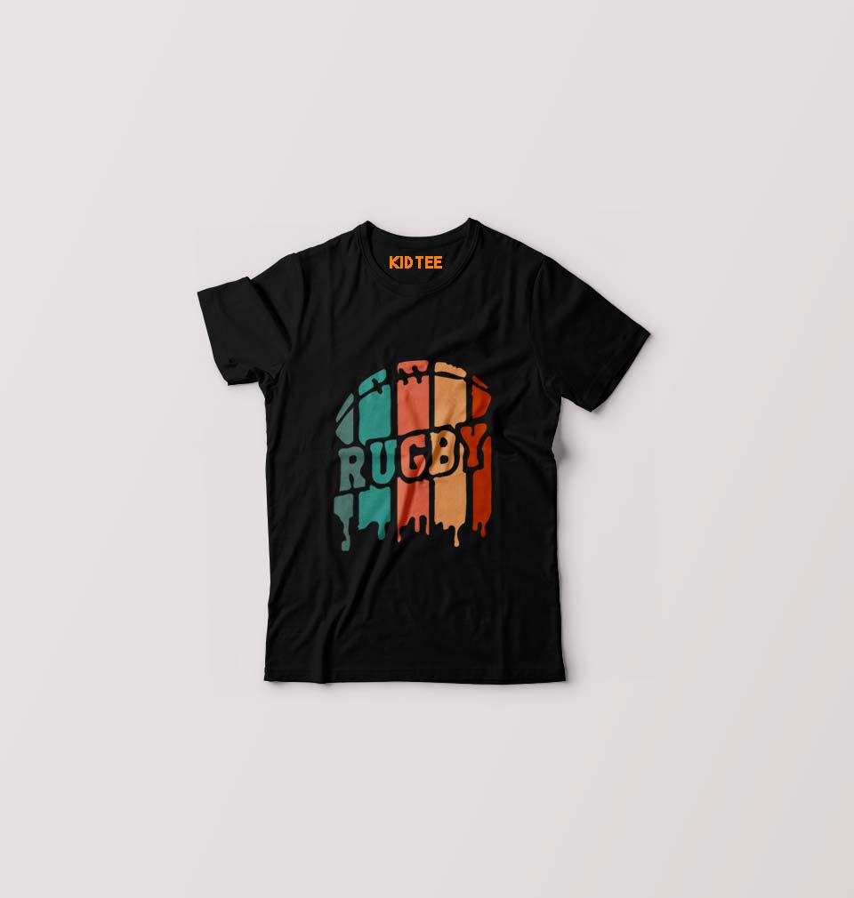 Rugby Kids T-Shirt for Boy/Girl-Black-Ektarfa.online
