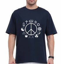 Load image into Gallery viewer, Peace Religious Symbols Oversized T-Shirt for Men-Navy Blue-Ektarfa.online
