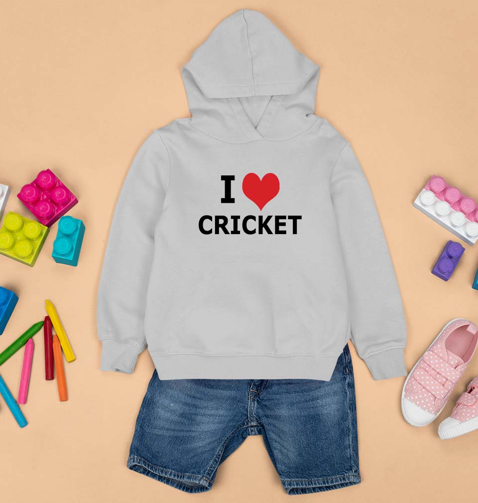 Love Cricket Kids Hoodie for Boy/Girl-0-1 Year(22 Inches)-Grey-Ektarfa.online