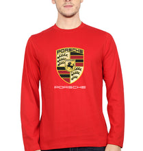 Load image into Gallery viewer, Porsche Logo Full Sleeves T-Shirt for Men-Red-Ektarfa.online

