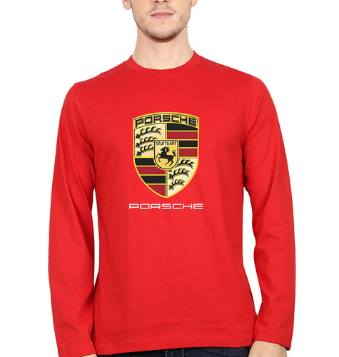 Porsche Logo Full Sleeves T-Shirt for Men-Red-Ektarfa.online