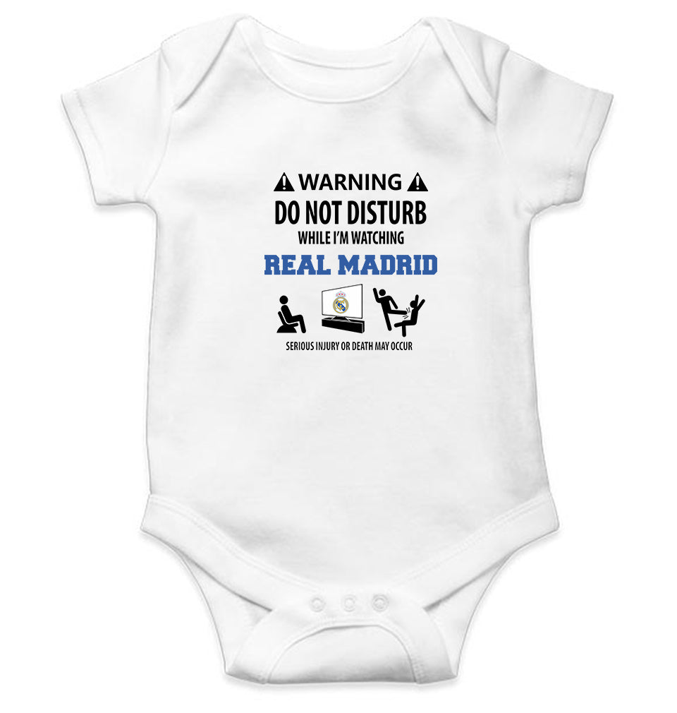 Warning Real Madrid Kids Romper For Baby Boy/Girl-0-5 Months(18 Inches)-White-Ektarfa.online