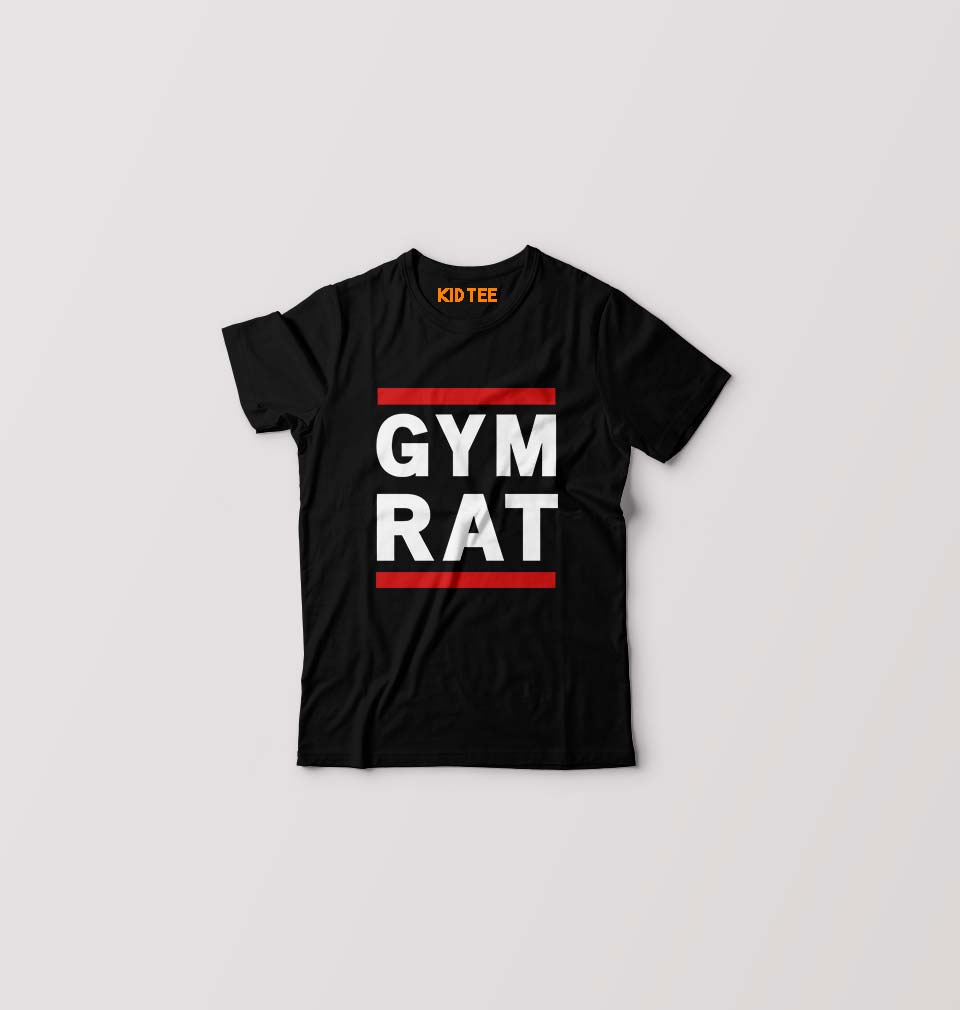 Gym Rat Kids T-Shirt for Boy/Girl-Black-Ektarfa.online