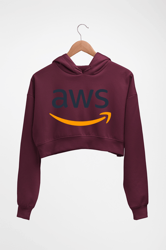 Amazon AWS Crop HOODIE FOR WOMEN-Maroon-Ektarfa.online