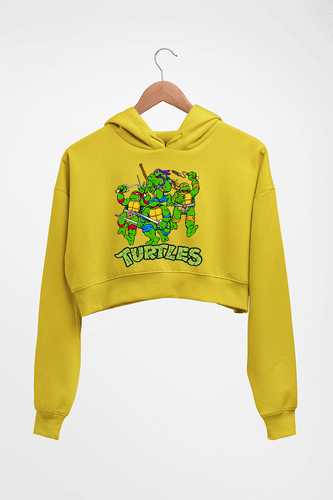 Ninja Turtles TMNT Crop HOODIE FOR WOMEN-Mustard Yellow-Ektarfa.online