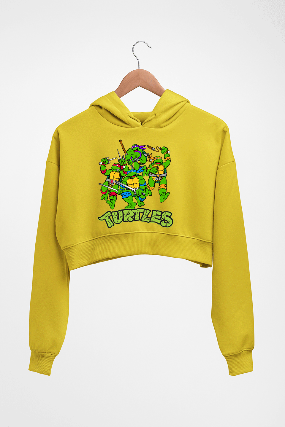 Ninja Turtles TMNT Crop HOODIE FOR WOMEN-Mustard Yellow-Ektarfa.online