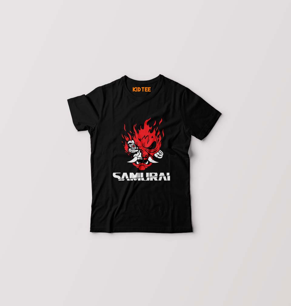 Cyberpunk Samurai Kids T-Shirt for Boy/Girl-Black-Ektarfa.online