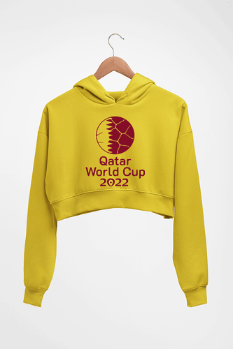 FIFA World Cup Qatar 2022 Crop HOODIE FOR WOMEN-Mustard Yellow-Ektarfa.online