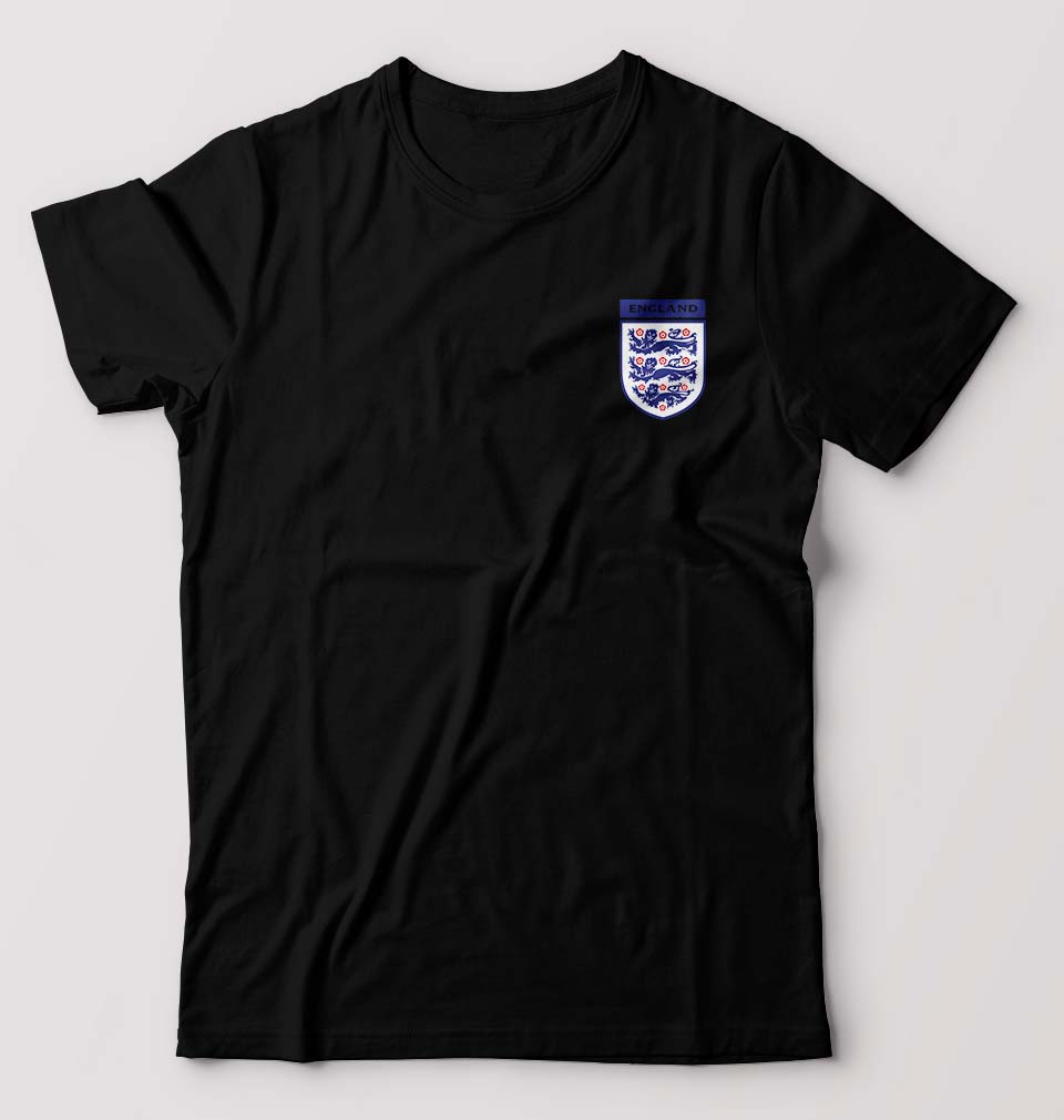 England Football T-Shirt for Men-S(38 Inches)-Black-Ektarfa.online