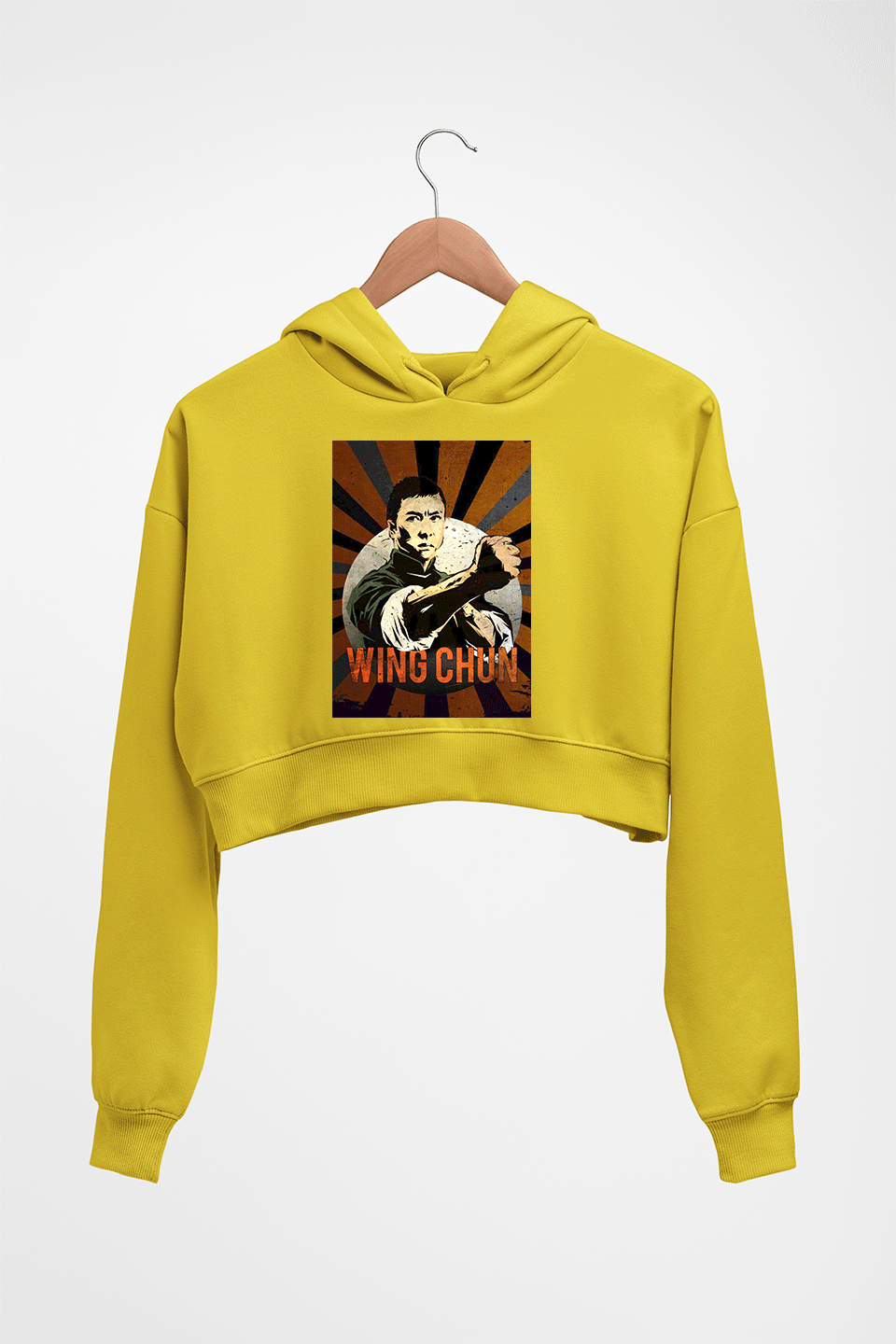 IP Man Crop HOODIE FOR WOMEN-Mustard Yellow-Ektarfa.online