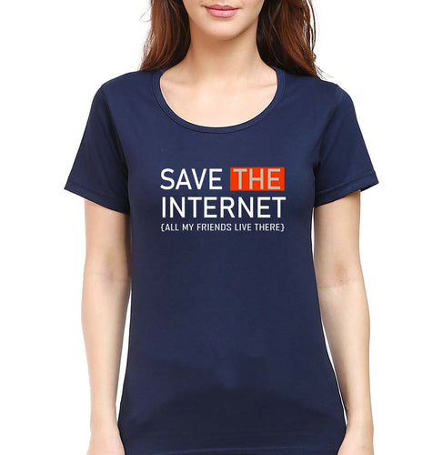 Internet Funny T-Shirt for Women-Navy Blue-Ektarfa.online