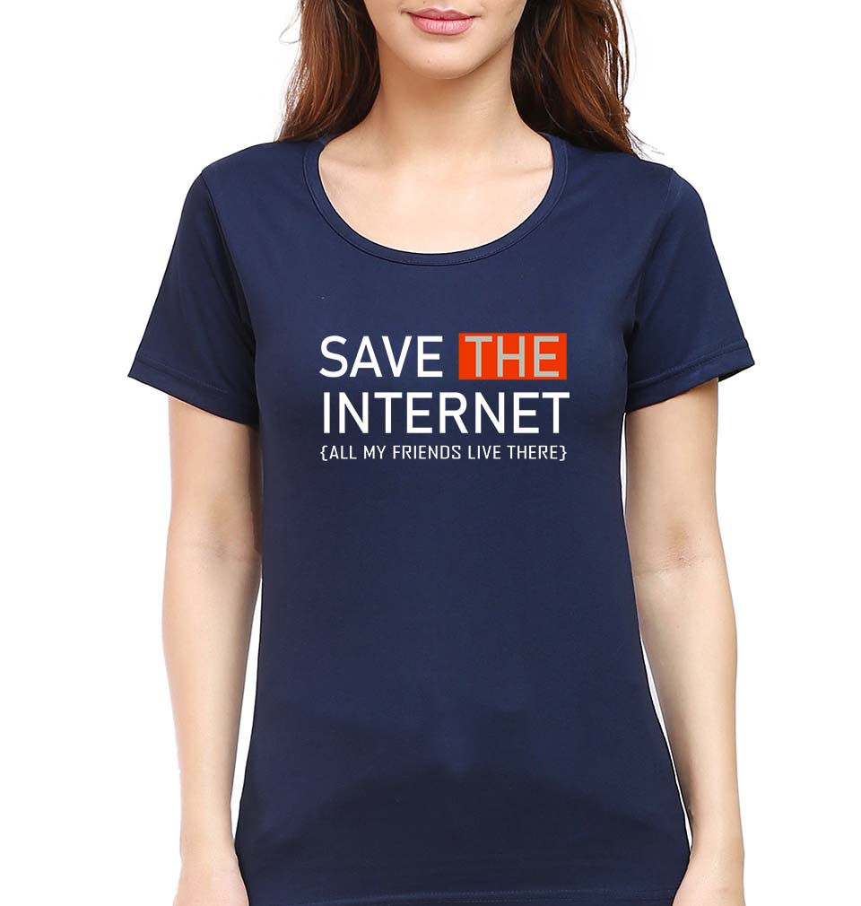 Internet Funny T-Shirt for Women-Navy Blue-Ektarfa.online