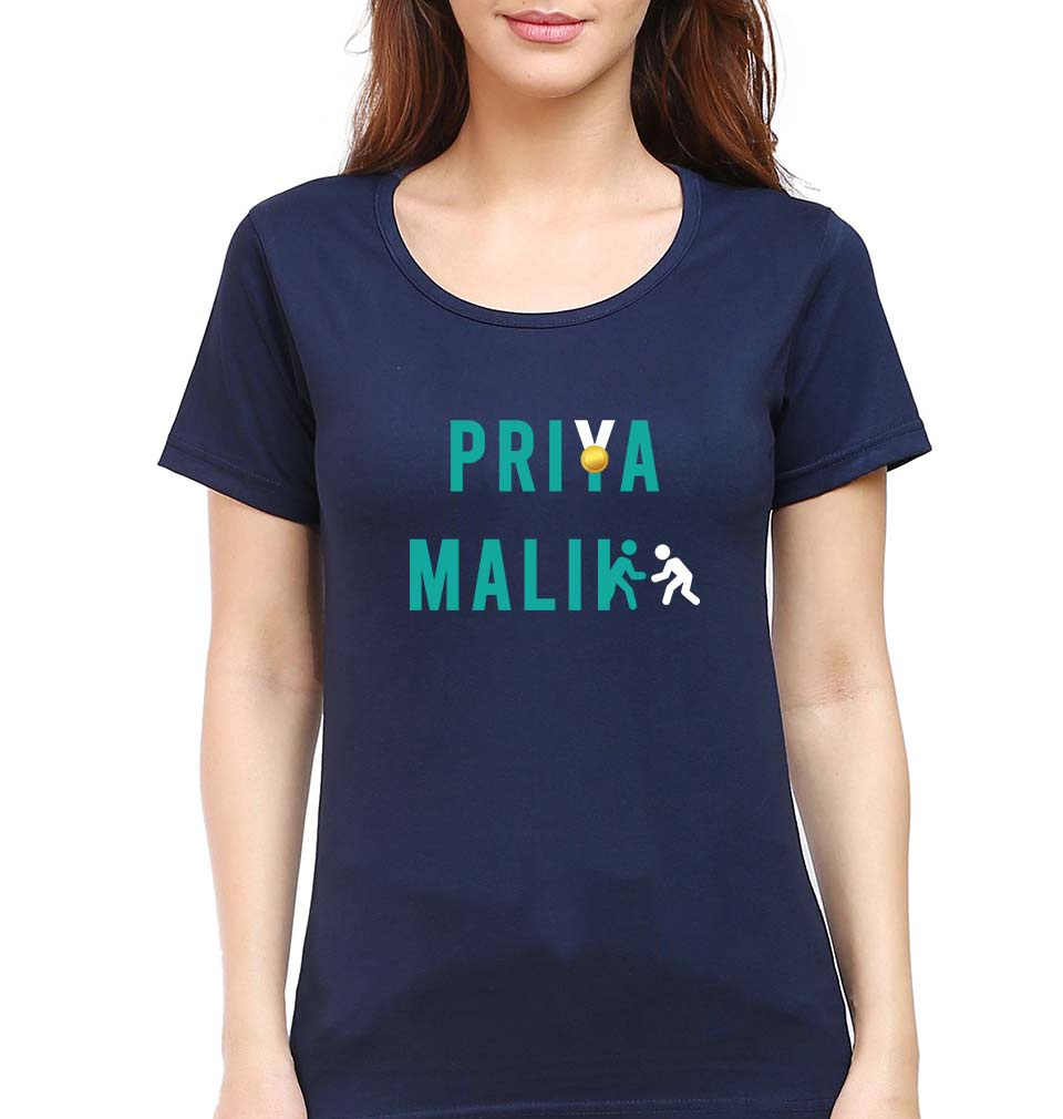 Priya Malik T-Shirt for Women-Navy Blue-Ektarfa.online