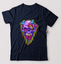 Load image into Gallery viewer, Trippy Psychedelic Skull T-Shirt for Men-Navy Blue-Ektarfa.online
