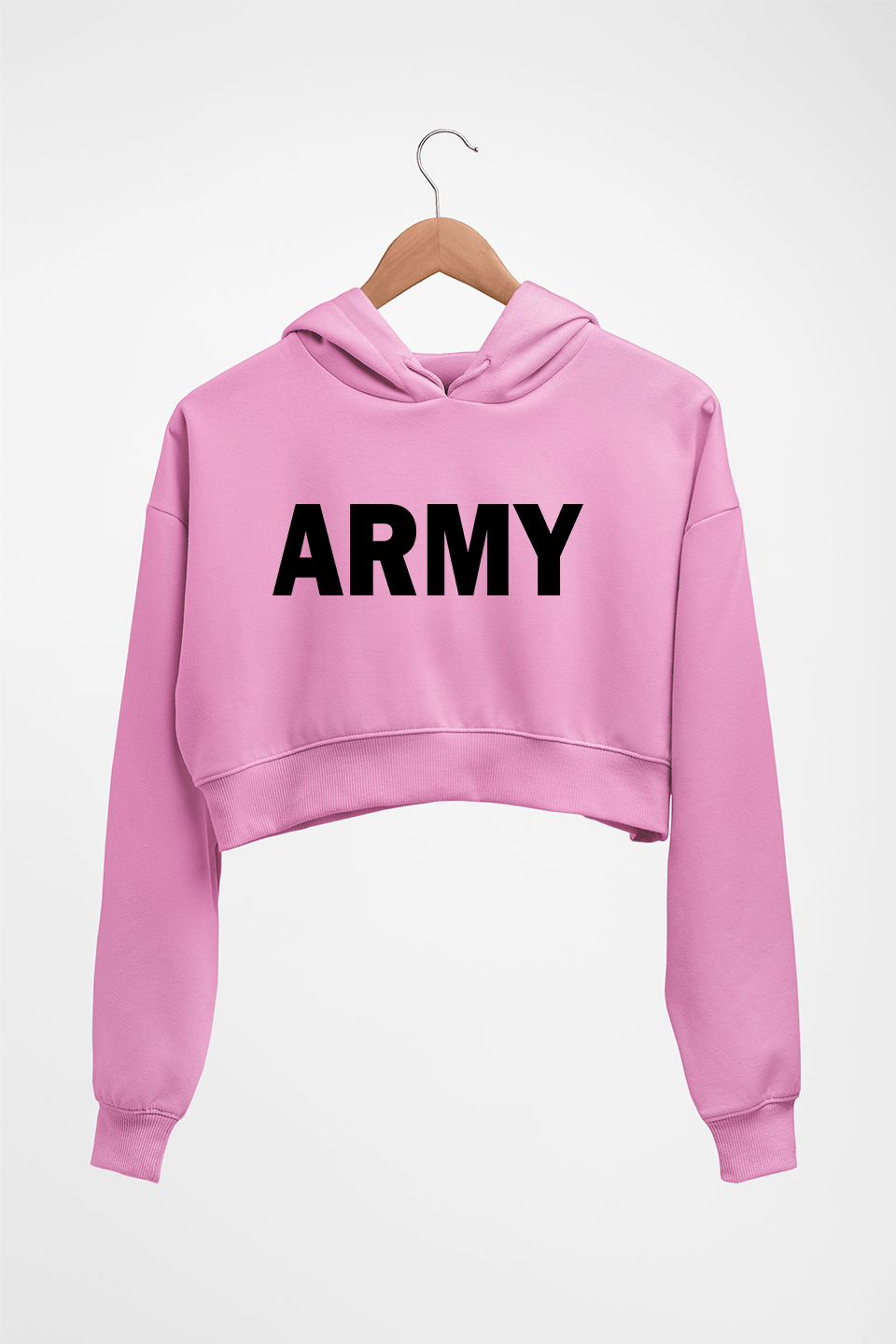 Army Crop HOODIE FOR WOMEN-Light Baby Pink-Ektarfa.online