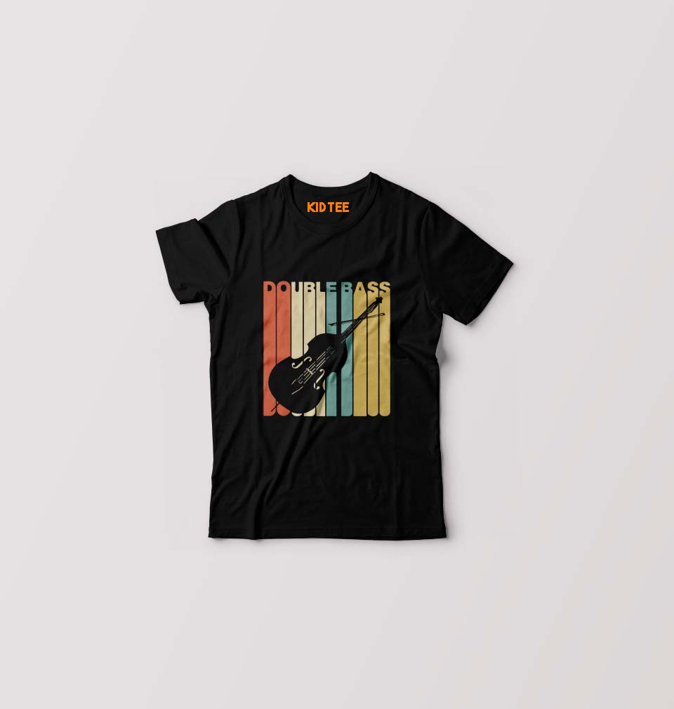 Double Bass Violin Kids T-Shirt for Boy/Girl-Black-Ektarfa.online
