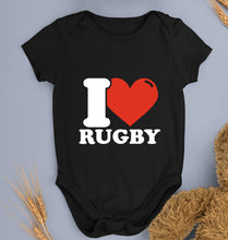 Load image into Gallery viewer, I Love Rugby Kids Romper For Baby Boy/Girl-0-5 Months(18 Inches)-Black-Ektarfa.online
