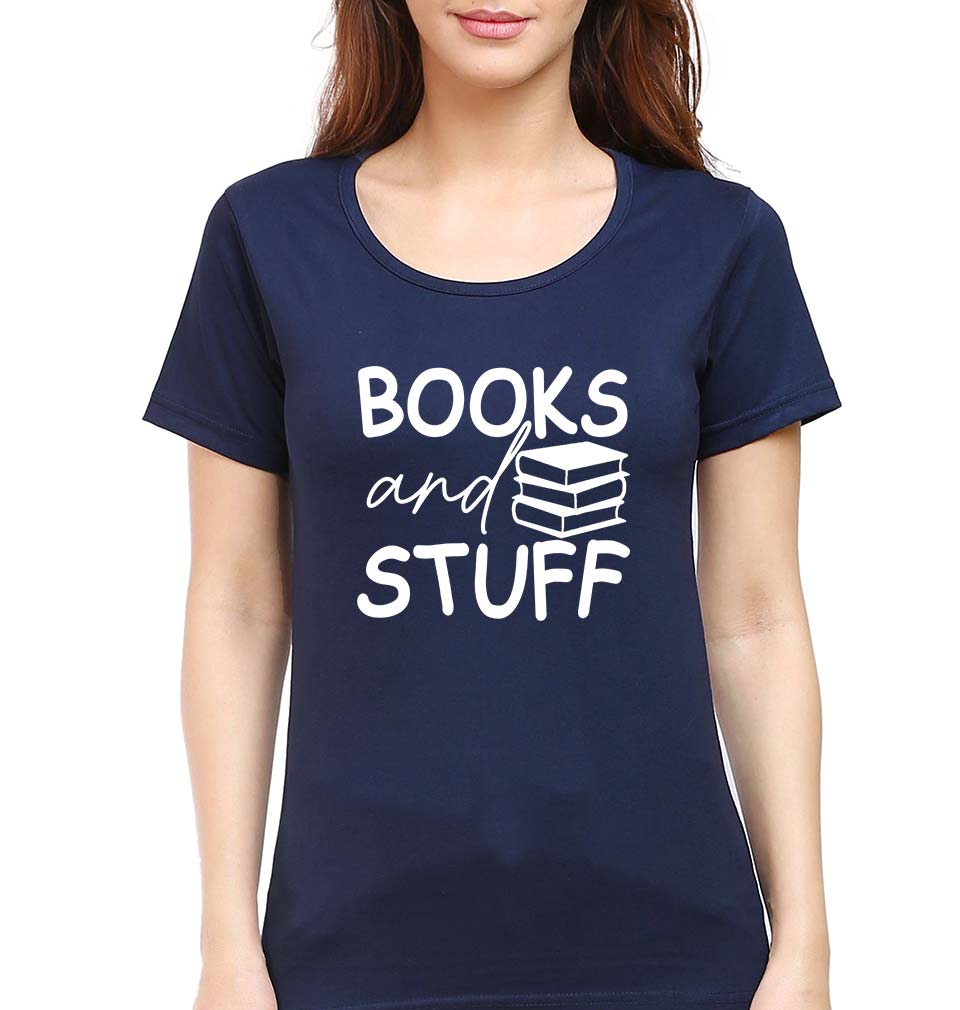 Books T-Shirt for Women-Navy Blue-Ektarfa.online