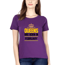 Load image into Gallery viewer, Queens Are Born In February T-Shirt for Women-Purple-Ektarfa.online
