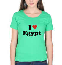 Load image into Gallery viewer, I Love Egypt T-Shirt for Women-Flag Green-Ektarfa.online
