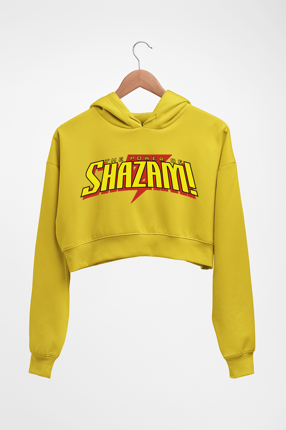 The Power of Shazam! Crop HOODIE FOR WOMEN-Mustard Yellow-Ektarfa.online