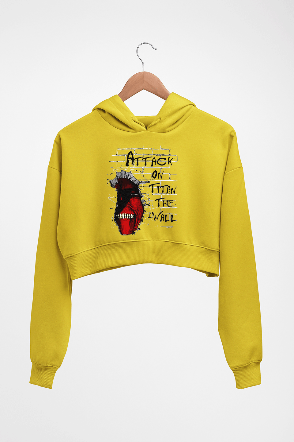 Attack on Titan Crop HOODIE FOR WOMEN-Mustard Yellow-Ektarfa.online