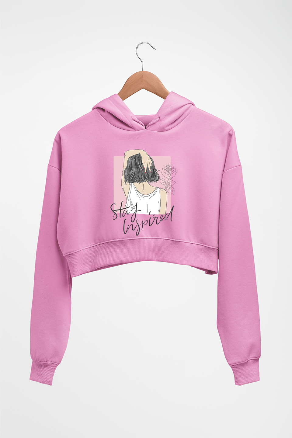 Stay Inspired Crop HOODIE FOR WOMEN-Light Baby Pink-Ektarfa.online