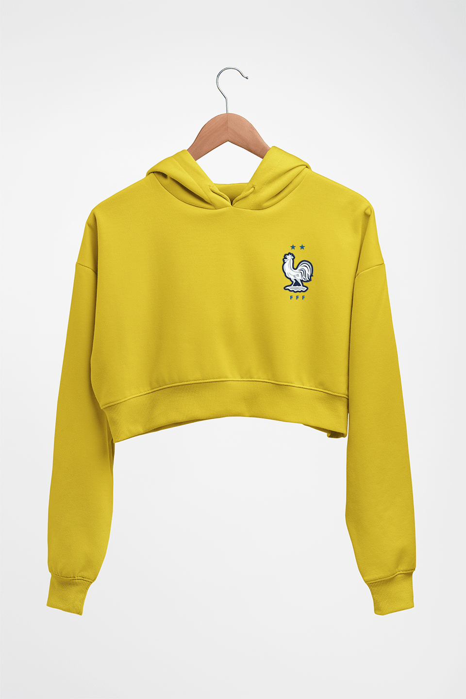 France Football Crop HOODIE FOR WOMEN-Mustard Yellow-Ektarfa.online