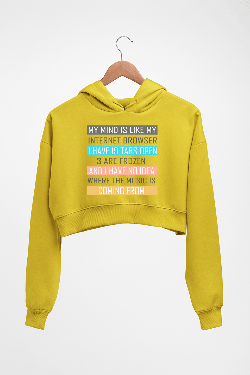 Internet Crop HOODIE FOR WOMEN-Mustard Yellow-Ektarfa.online